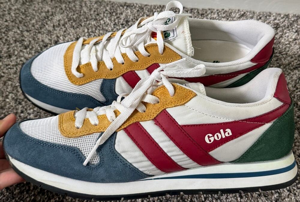 Gola Men's Retro Runner Sneakers in White, Mustard, Red, Blue, Green